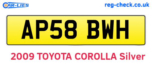 AP58BWH are the vehicle registration plates.