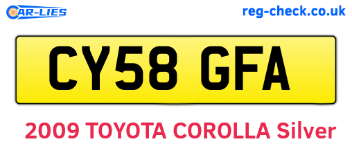 CY58GFA are the vehicle registration plates.