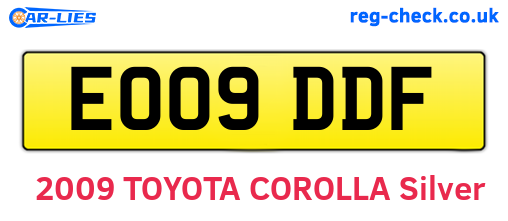 EO09DDF are the vehicle registration plates.