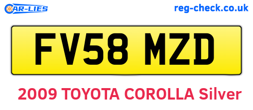 FV58MZD are the vehicle registration plates.