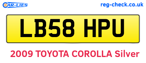 LB58HPU are the vehicle registration plates.