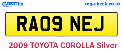 RA09NEJ are the vehicle registration plates.