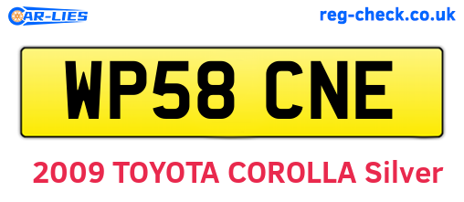 WP58CNE are the vehicle registration plates.