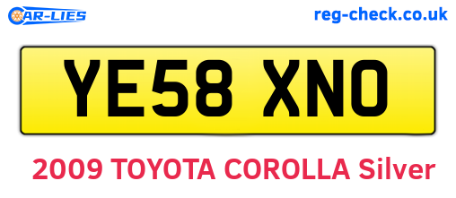YE58XNO are the vehicle registration plates.