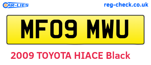 MF09MWU are the vehicle registration plates.