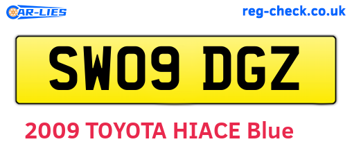 SW09DGZ are the vehicle registration plates.