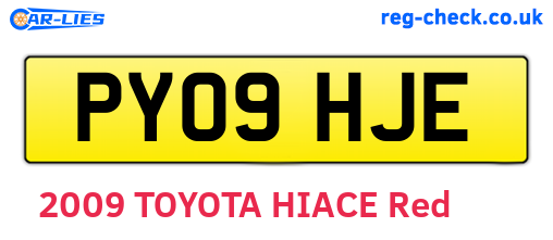 PY09HJE are the vehicle registration plates.