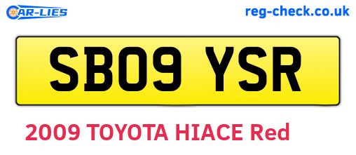 SB09YSR are the vehicle registration plates.