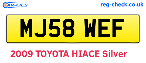 MJ58WEF are the vehicle registration plates.