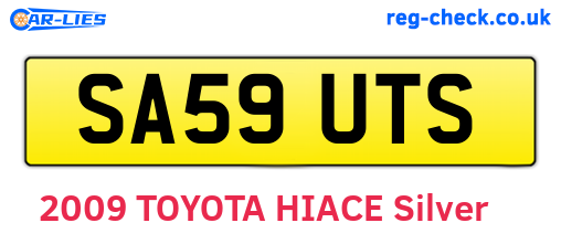 SA59UTS are the vehicle registration plates.