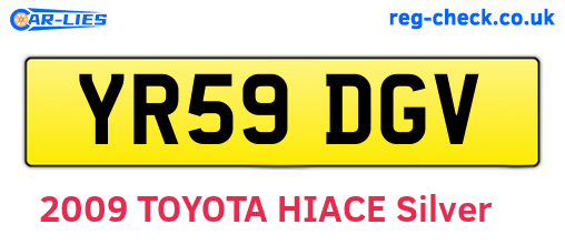 YR59DGV are the vehicle registration plates.