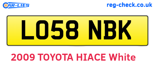 LO58NBK are the vehicle registration plates.