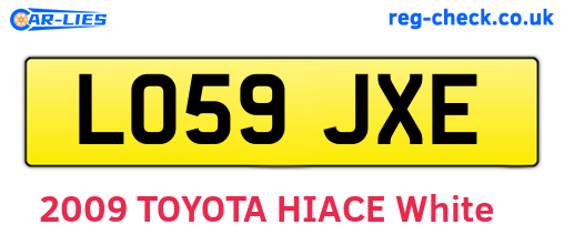 LO59JXE are the vehicle registration plates.