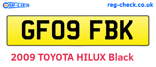 GF09FBK are the vehicle registration plates.