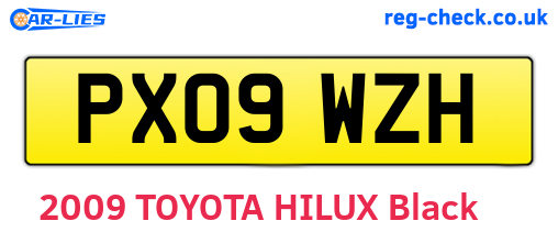 PX09WZH are the vehicle registration plates.