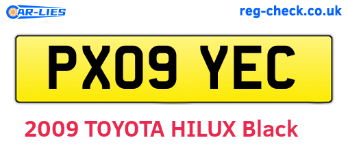PX09YEC are the vehicle registration plates.