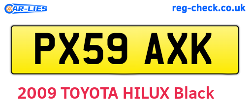 PX59AXK are the vehicle registration plates.