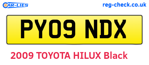 PY09NDX are the vehicle registration plates.