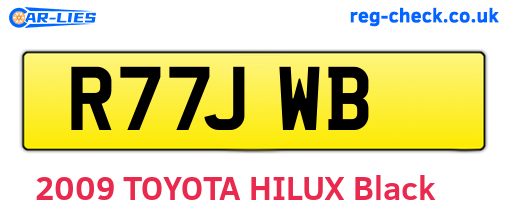 R77JWB are the vehicle registration plates.