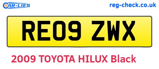 RE09ZWX are the vehicle registration plates.