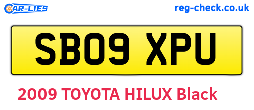 SB09XPU are the vehicle registration plates.