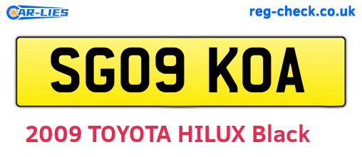 SG09KOA are the vehicle registration plates.