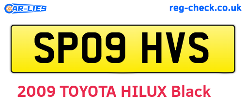 SP09HVS are the vehicle registration plates.