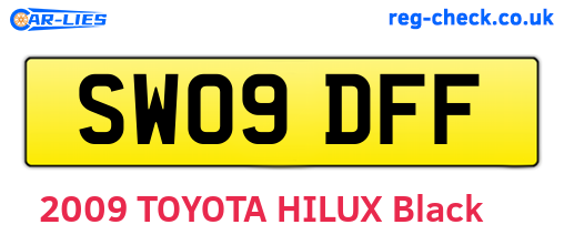 SW09DFF are the vehicle registration plates.