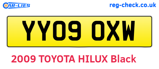 YY09OXW are the vehicle registration plates.