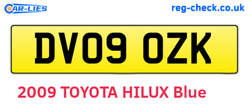 DV09OZK are the vehicle registration plates.