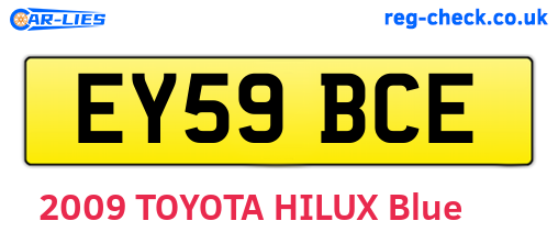 EY59BCE are the vehicle registration plates.