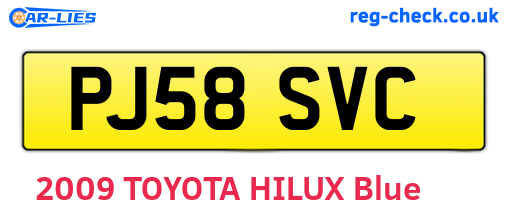 PJ58SVC are the vehicle registration plates.