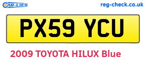 PX59YCU are the vehicle registration plates.