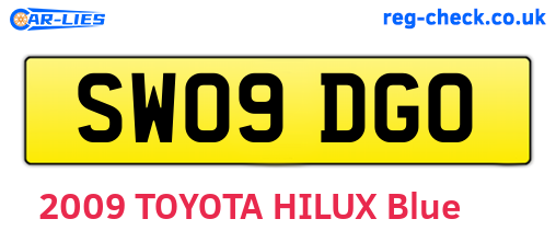 SW09DGO are the vehicle registration plates.