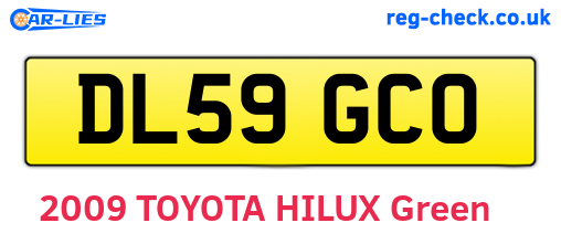 DL59GCO are the vehicle registration plates.