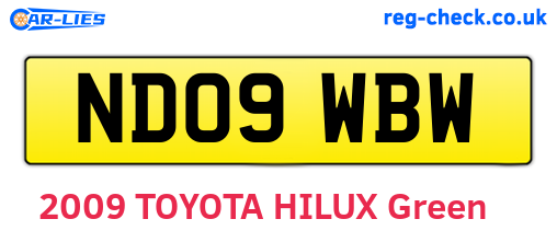 ND09WBW are the vehicle registration plates.
