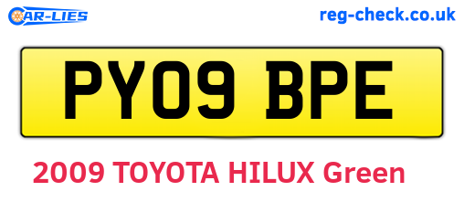 PY09BPE are the vehicle registration plates.