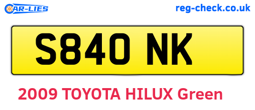 S84ONK are the vehicle registration plates.