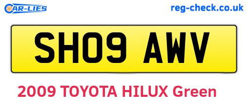 SH09AWV are the vehicle registration plates.