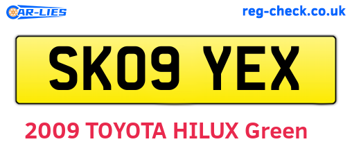 SK09YEX are the vehicle registration plates.