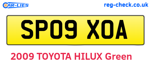 SP09XOA are the vehicle registration plates.