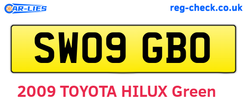 SW09GBO are the vehicle registration plates.