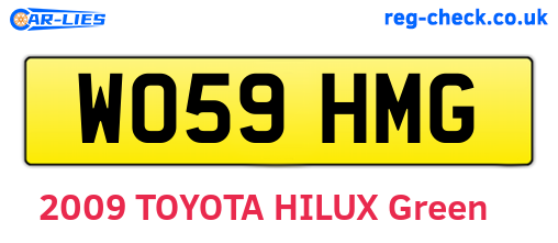 WO59HMG are the vehicle registration plates.