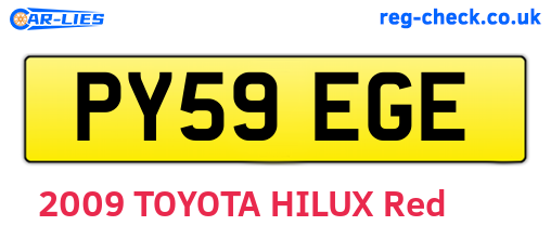 PY59EGE are the vehicle registration plates.