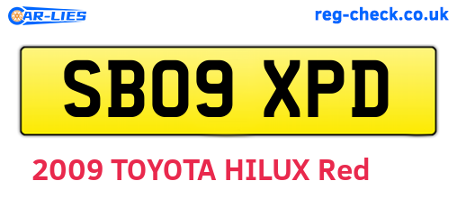 SB09XPD are the vehicle registration plates.