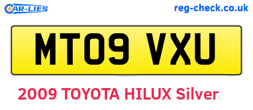 MT09VXU are the vehicle registration plates.