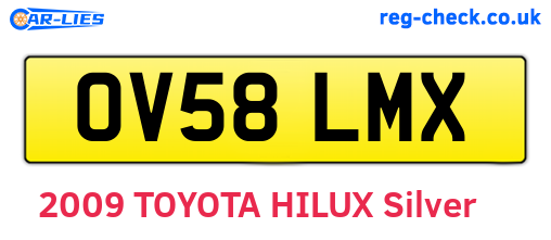 OV58LMX are the vehicle registration plates.