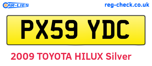 PX59YDC are the vehicle registration plates.
