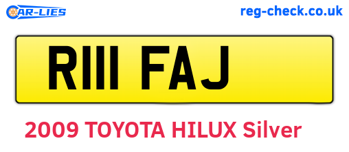 R111FAJ are the vehicle registration plates.