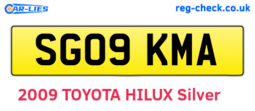 SG09KMA are the vehicle registration plates.